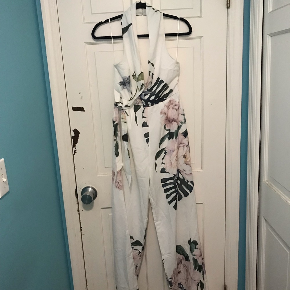 Floral halter jumpsuit